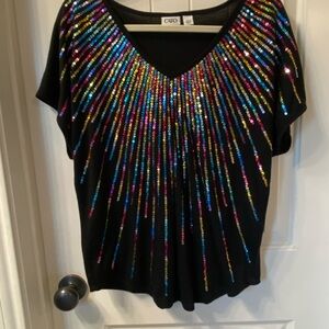Cato Black Sequin Relaxed Blouse